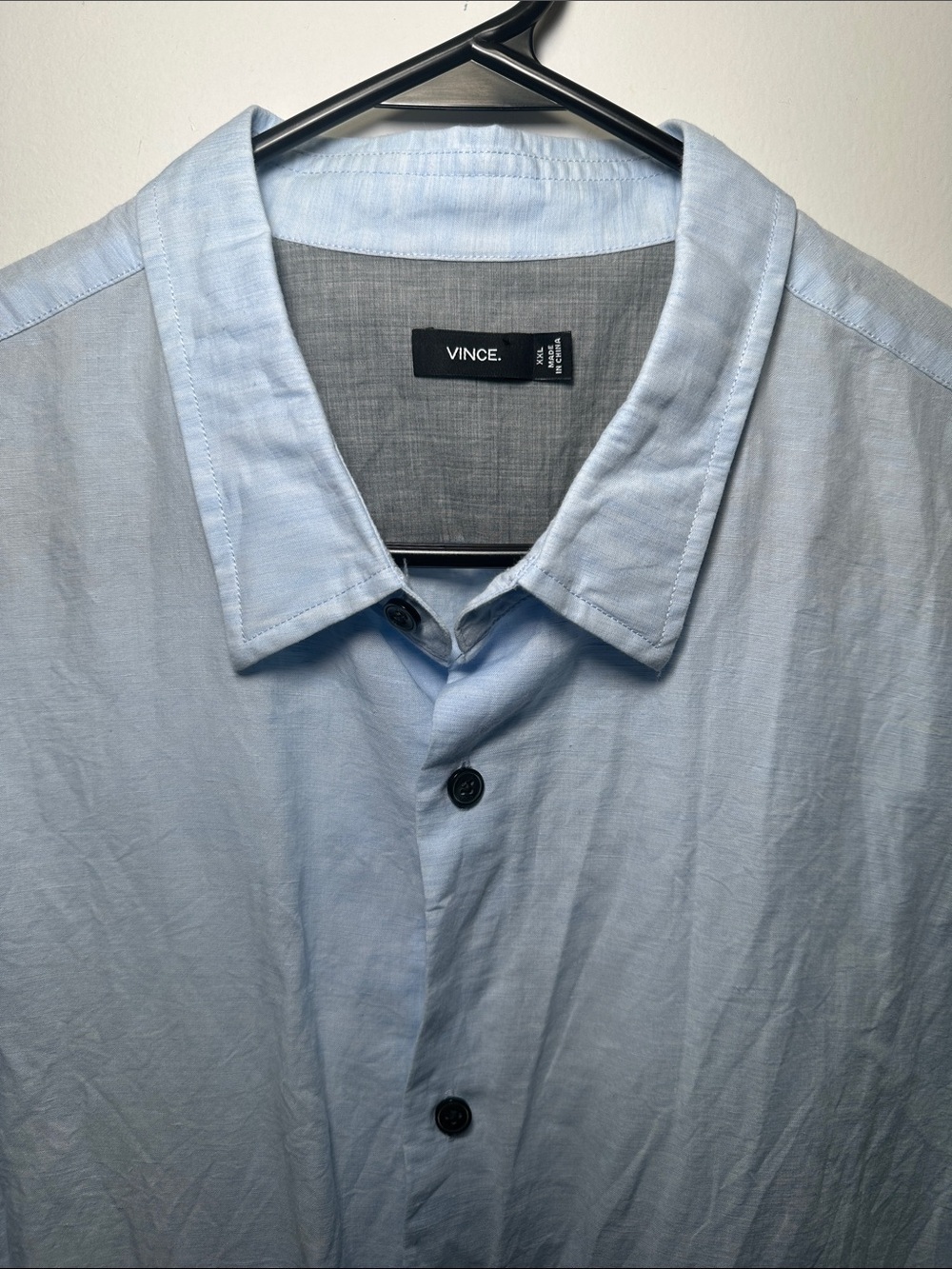 Vince Light Blue Linen Blend Short Sleeve Button Up Shirt Men’s XXL Resort - Picture 7 of 14